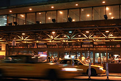 Midnight outside the Port Authority Bus Terminal